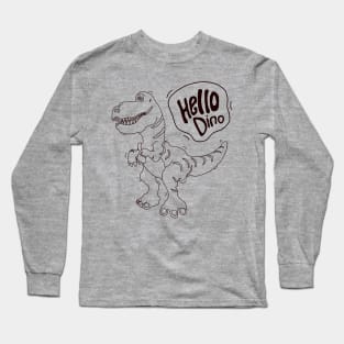 line art illustration of a monochrome dinosaur for kids coloring page Long Sleeve T-Shirt